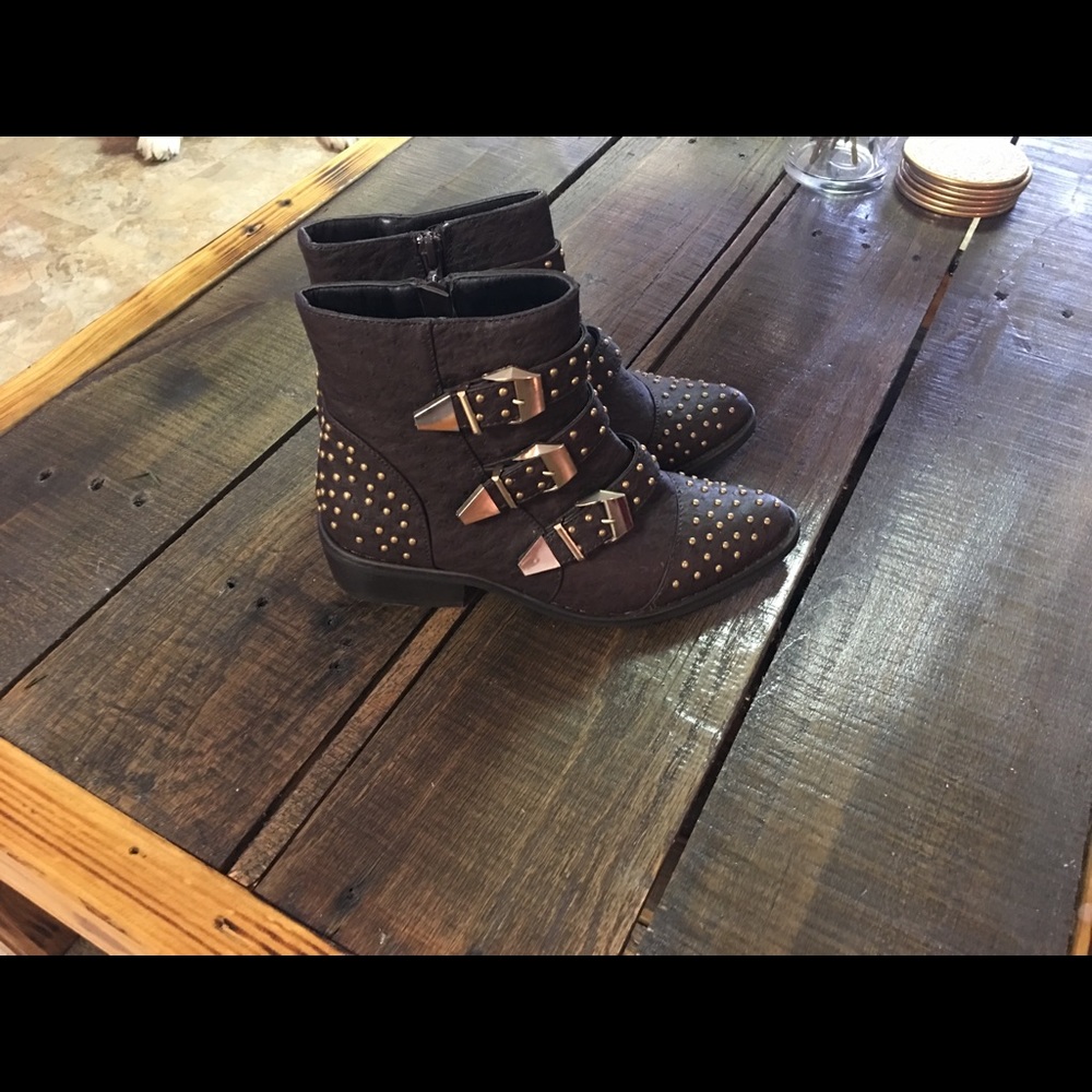 Gold studded ankle boots